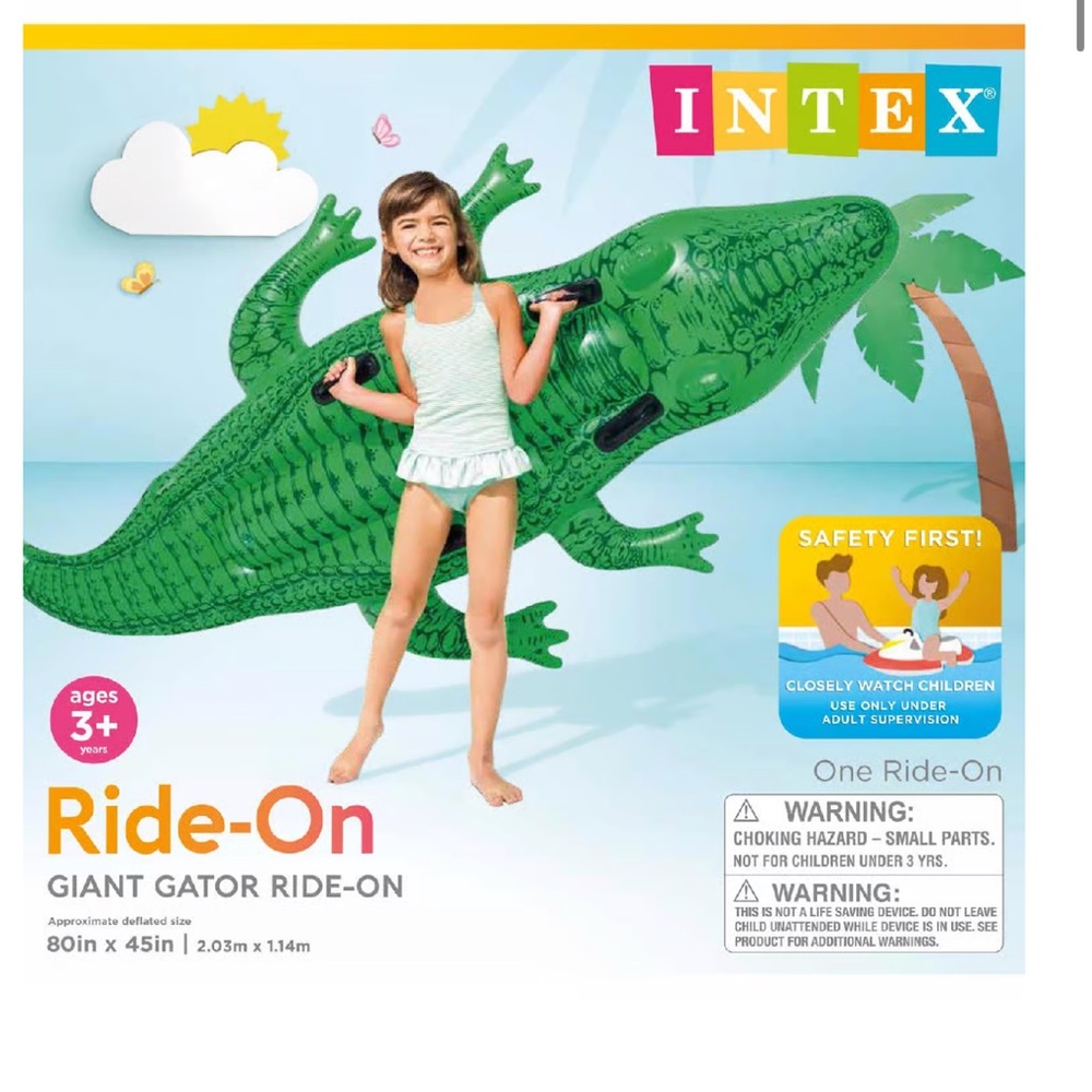 Intex Giant Gator Ride-On Inflatable Pool Float NWT